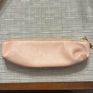 New Cuyana Light Pink Leather Long Pouch with gold colored zipper